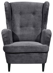 Grauer Sessel mit geripptem Stoffbezug, Frontalansicht