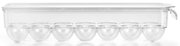 Transparenter Eier-Organizer mit Deckel, seitliche Perspektive