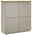 Modernes Highboard in Beige mit Holzplatte, seitliche Perspektive