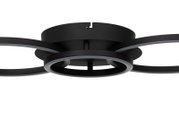 Moderne LED-Deckenleuchte in Schwarz mit kreisförmigem Design, seitliche Perspektive
