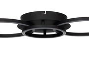 Moderne LED-Deckenleuchte in Schwarz mit kreisförmigem Design, seitliche Perspektive