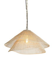 Hängeleuchte mit geflochtenem Schirm aus natürlichem Material, seitliche Perspektive