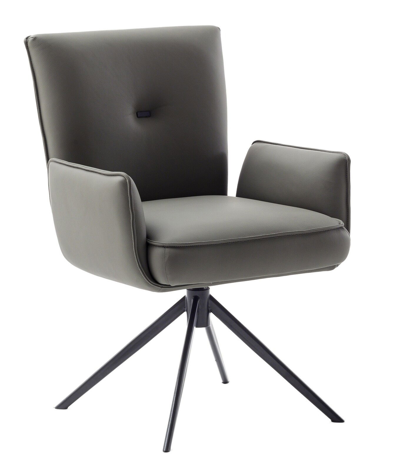 Zurbrüggen Sessel MINATY Moderner grauer Sessel mit Armlehnen und schwarzem Metallgestell, seitliche Perspektive