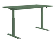 Grüner höhenverstellbarer E-Schreibtisch von der Seite betrachtet