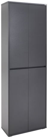 Schwarzer XXL-Schuh- und Mehrzweckschrank, seitliche Perspektive