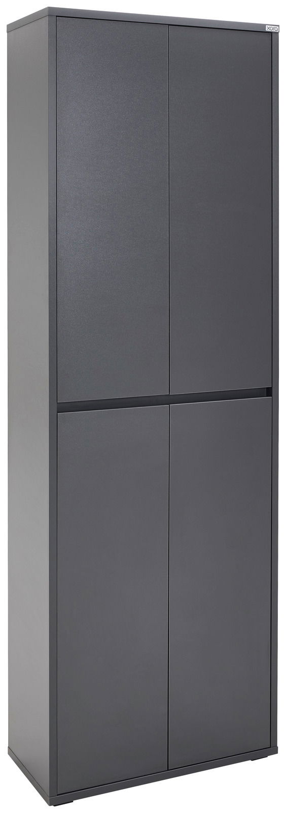 Schwarzer XXL-Schuh- und Mehrzweckschrank, seitliche Perspektive