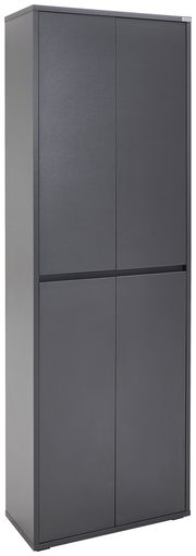 Schwarzer XXL-Schuh- und Mehrzweckschrank, seitliche Perspektive