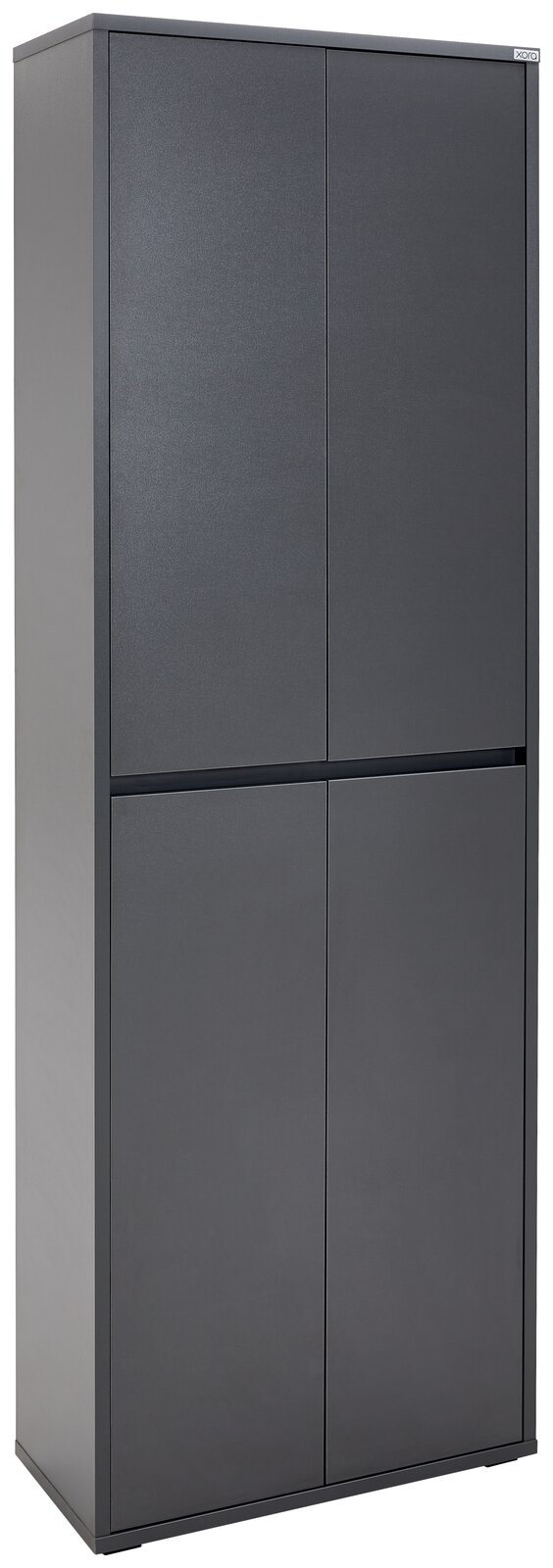 Schwarzer XXL-Schuh- und Mehrzweckschrank, seitliche Perspektive