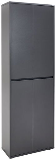 Schwarzer XXL-Schuh- und Mehrzweckschrank, seitliche Perspektive