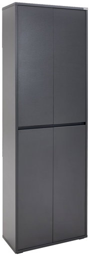 Schwarzer XXL-Schuh- und Mehrzweckschrank, seitliche Perspektive