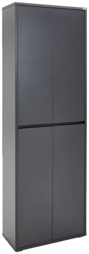 Schwarzer XXL-Schuh- und Mehrzweckschrank, seitliche Perspektive