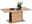 Hom´in Couchtisch  Moderner Couchtisch aus Holz mit schwarzem Akzent, dekoriert mit einer Pflanze und Geschirr, seitliche Perspektive.