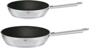 Zweiteiliges Pfannenset Elegance mit 24 cm Durchmesser, seitliche Perspektive, Edelstahl mit Antihaftbeschichtung.