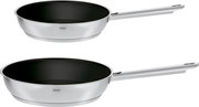 Zweiteiliges Pfannenset Elegance mit 24 cm Durchmesser, seitliche Perspektive, Edelstahl mit Antihaftbeschichtung.