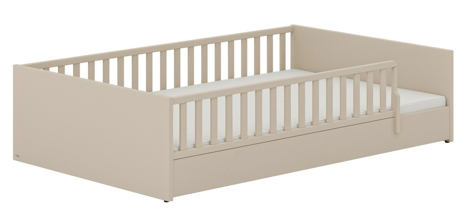 Paidi Bodenbett LITTLE FLO Beiges Bodenbett mit Gitterstäben, seitliche Perspektive