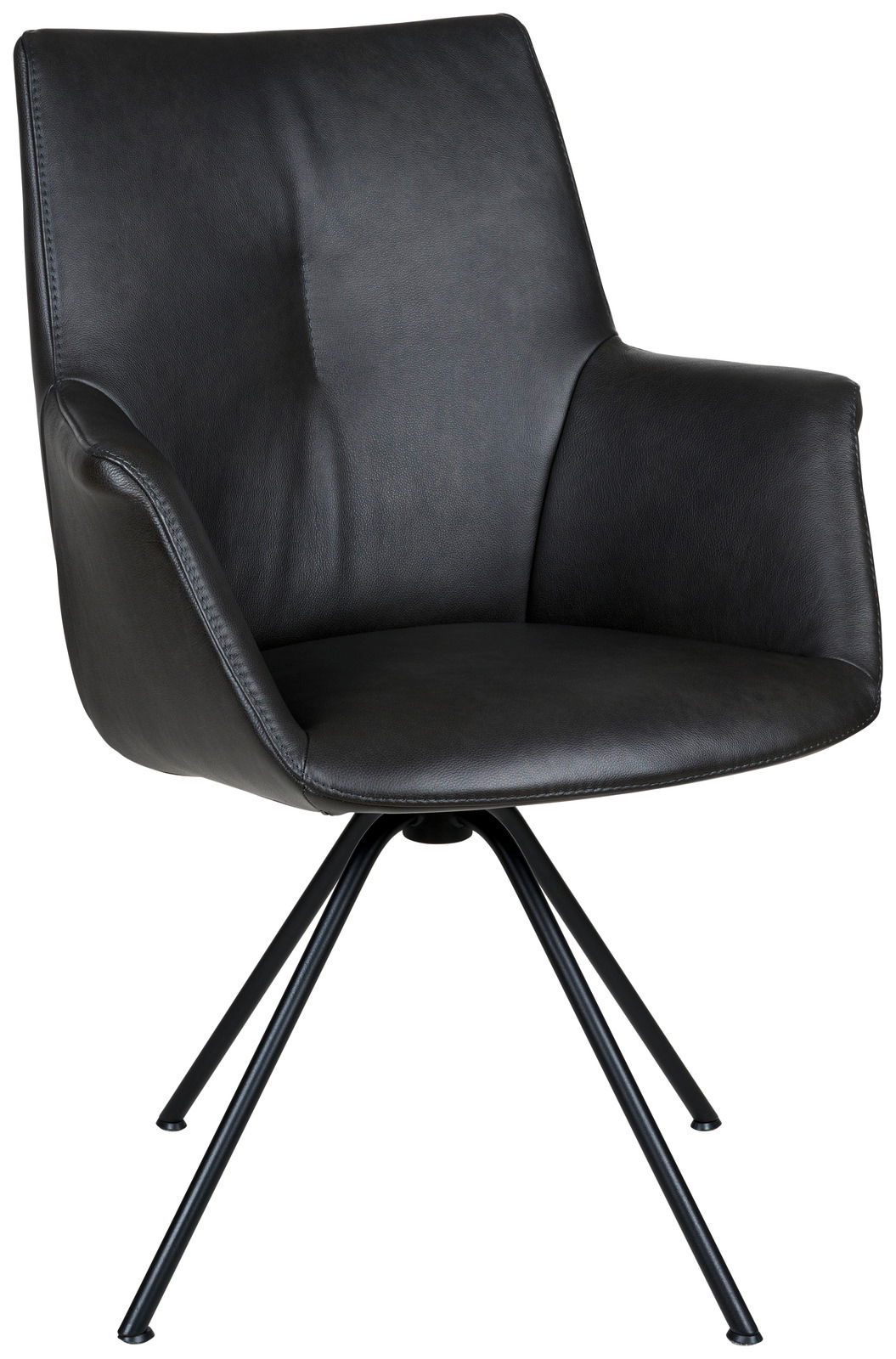 Dieter Knoll Sessel CHESTER Schwarzer Sessel mit Armlehnen und modernem Design, seitliche Perspektive