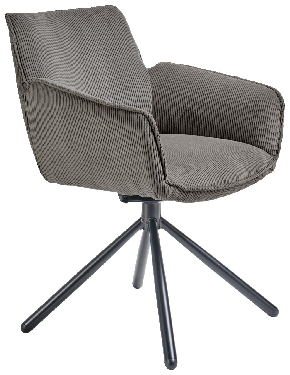 Set one by Musterring Armlehnstuhl SET ONE FRISCO Grauer Armlehnstuhl mit Stoffbezug und Metallbeinen, seitliche Perspektive