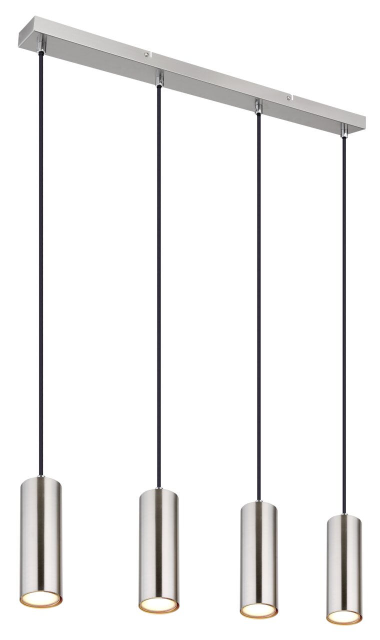 Globo Lighting Hängeleuchte ROBBY Moderne Hängeleuchte mit vier zylindrischen Lampenschirmen aus Metall, von unten betrachtet.