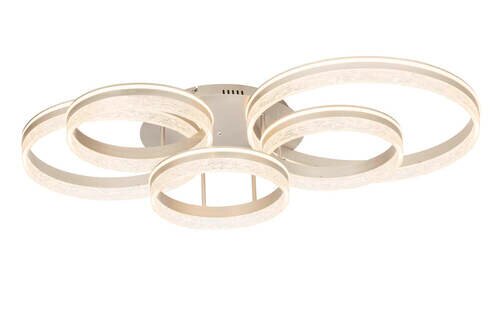 Moderne LED-Deckenleuchte mit mehreren ringförmigen Elementen, seitliche Perspektive