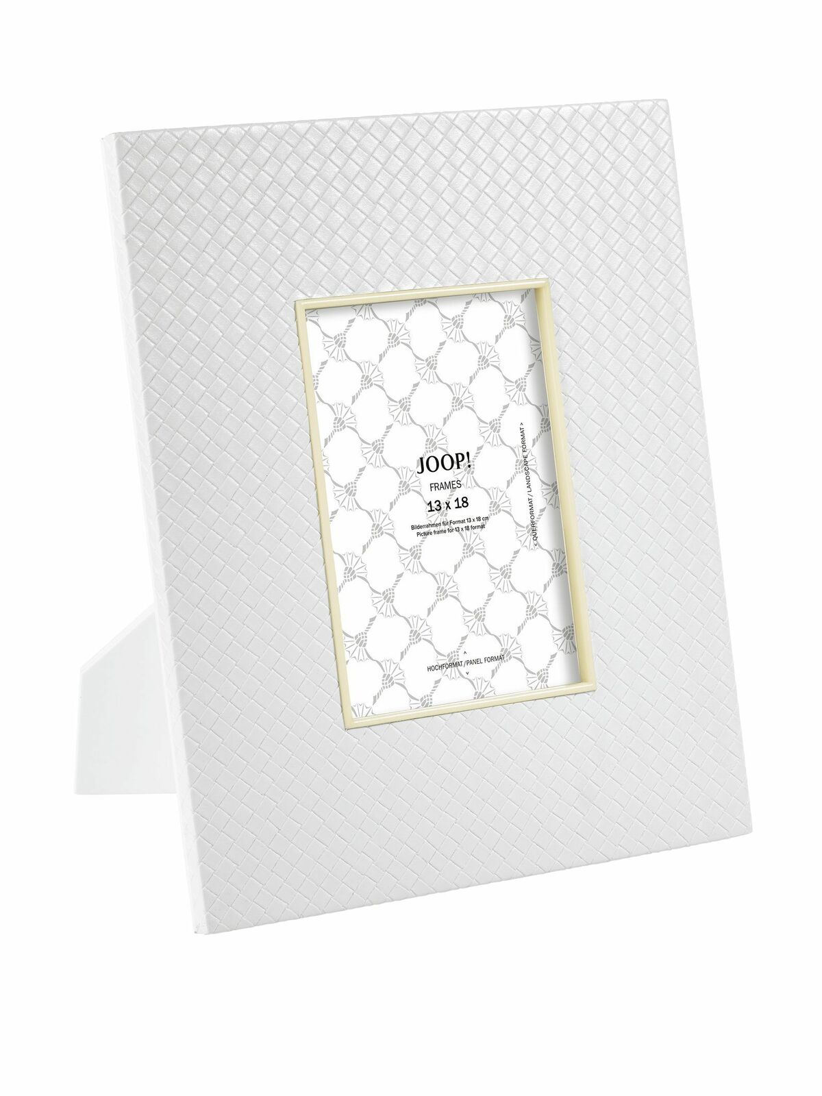 JOOP! Bilderrahmen 13x18 cm DINING GLAMOUR Weißer Bilderrahmen 13x18 cm mit strukturierter Oberfläche, seitliche Perspektive