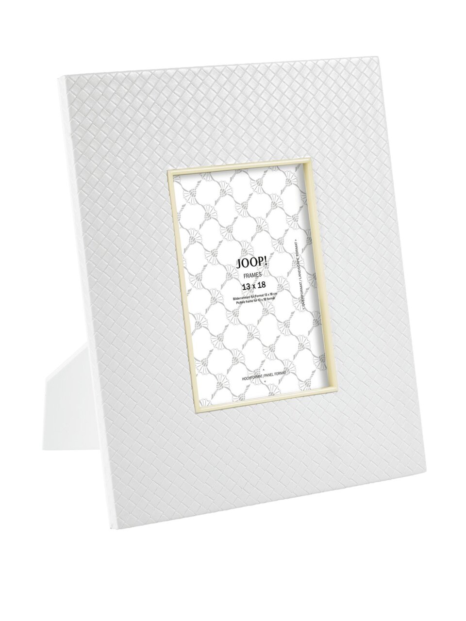 JOOP! Bilderrahmen 13x18 cm DINING GLAMOUR Weißer Bilderrahmen 13x18 cm mit strukturierter Oberfläche, seitliche Perspektive