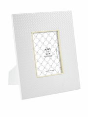Weißer Bilderrahmen 13x18 cm mit strukturierter Oberfläche, seitliche Perspektive