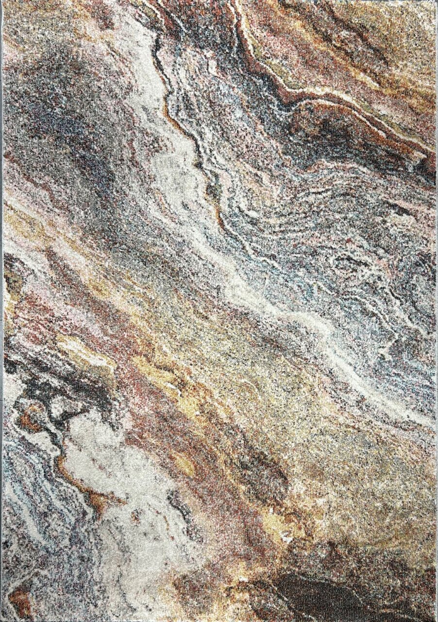 Teppich mit marmoriertem Muster in Erdtönen, Draufsicht