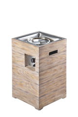 Gaskamin Compact Square aus Holzoptik, seitliche Perspektive