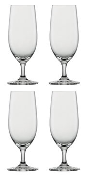 Vier Biertulpen-Gläser in einer frontalen Ansicht, ideal für stilvollen Biergenuss.
