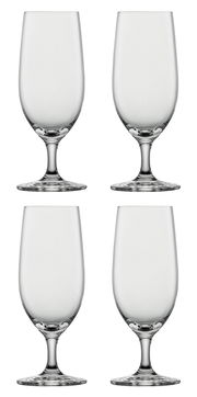 Vier Biertulpen-Gläser in einer frontalen Ansicht, ideal für stilvollen Biergenuss.