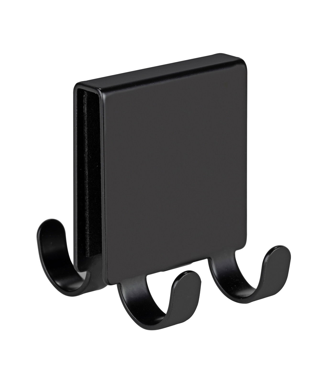 Schwarzer Edelstahl-Doppel-Duschhaken Brola, seitliche Perspektive