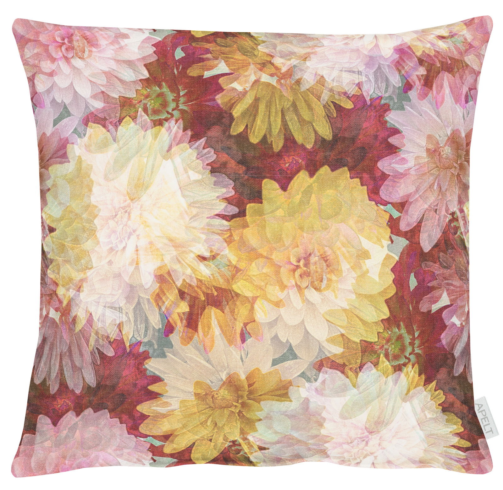 Apelt Kissenhülle 49X49 Kissenhülle mit buntem Blumenmuster in Gelb-, Rosa- und Rottönen, Vorderansicht