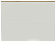 Moderner Hängeschuhschrank 2K-T22 in Weiß mit Holzoberfläche, frontale Ansicht