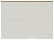 Moderner Hängeschuhschrank 2K-T22 in Weiß mit Holzoberfläche, frontale Ansicht