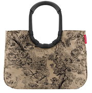 Stilvolle Einkaufstasche mit schwarzem Griff und naturinspiriertem Muster, Vorderansicht