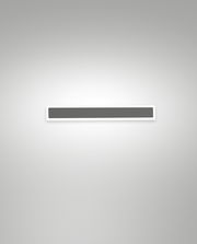 Moderne LED-Außenwandleuchte in rechteckiger Form, frontal betrachtet, mit gleichmäßiger Lichtverteilung.