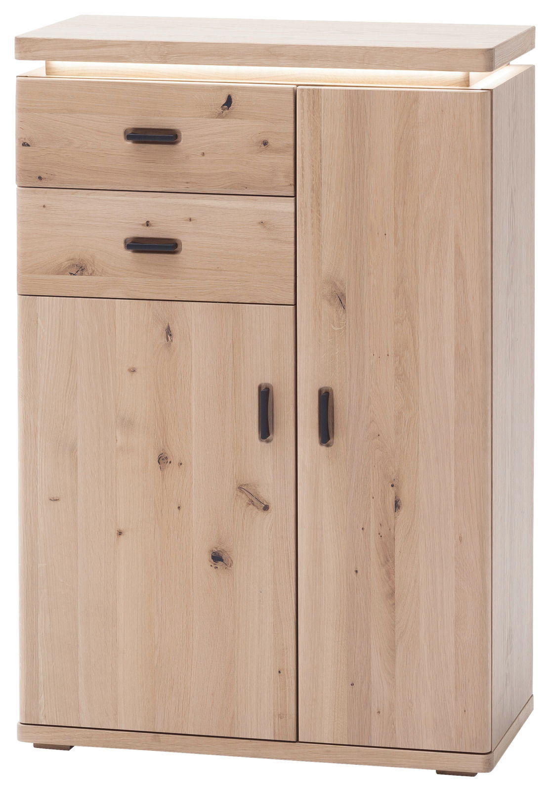 Linea Natura Schuhschrank BARCELONA Schuhschrank aus hellem Holz mit zwei Schubladen und zwei Türen, Frontalansicht