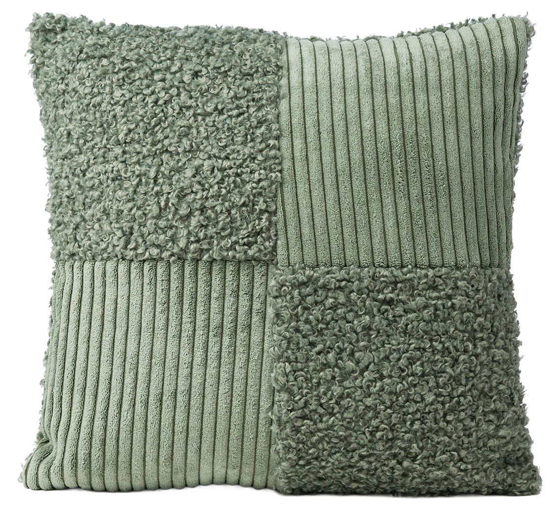 GÖZZE Kissenhülle ANARO Grüne Kissenhülle 40x40cm mit gemustertem Design aus flauschigen und gerippten Stoffen, Vorderansicht