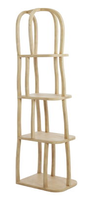 Standregal aus hellem Holz mit vier Regalböden, seitliche Perspektive