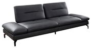 Modernes dreisitziges Sofa in dunklem Leder, seitliche Perspektive