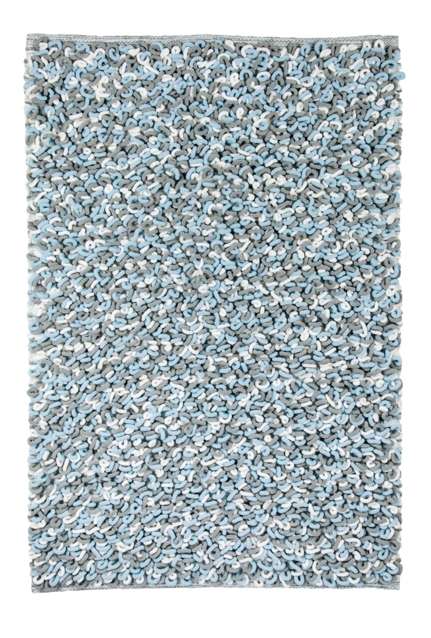 Badteppich in Grau und Blau mit strukturierter Oberfläche, Draufsicht