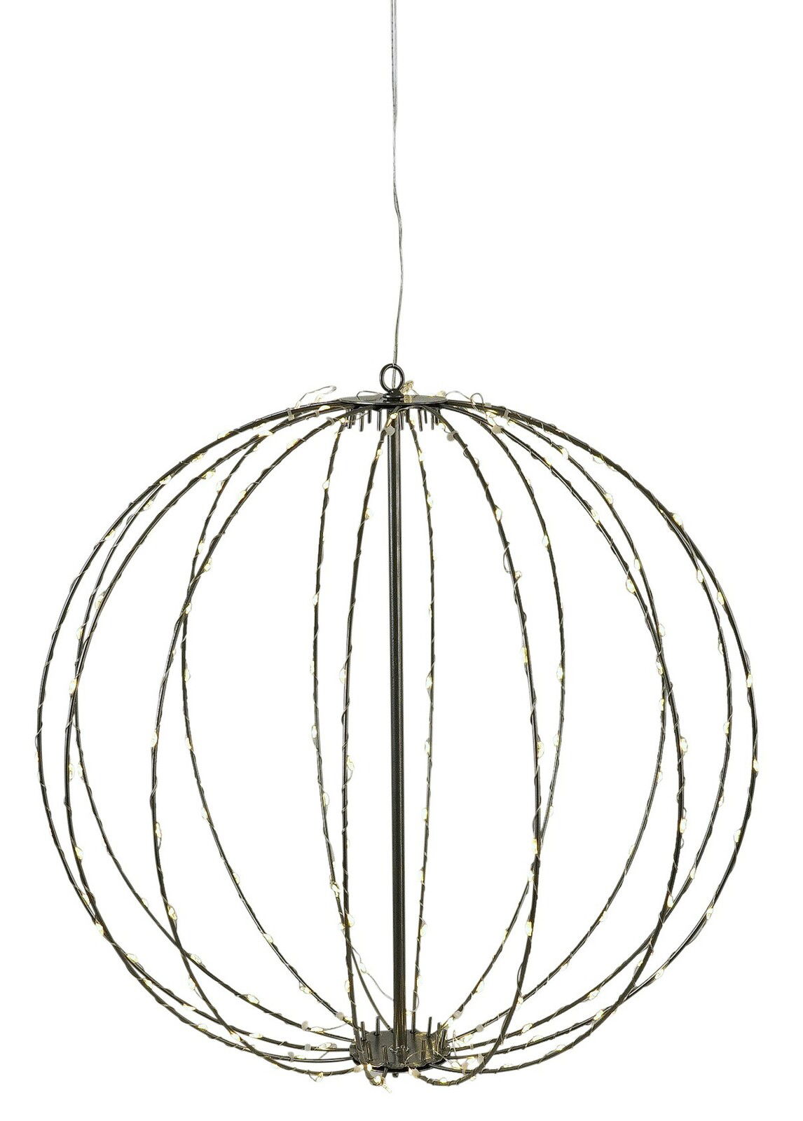 Faltbarer LED-Ball mit 140 LEDs, hängend in frontaler Perspektive.