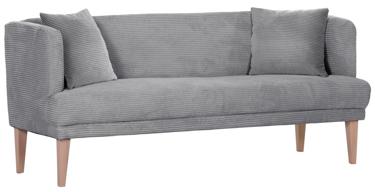 Z2 Speisesofa 2,5-sitzig FREDERICO Graues Speisesofa 2,5-sitzig mit zwei Kissen, Vorderansicht