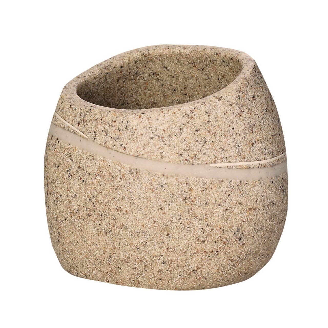 Becher Little Rock in beige mit sandiger Textur, schräg von oben fotografiert