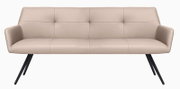 Beige bank met zwart metalen frame, vooraanzicht