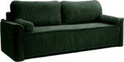 Grünes Schlafsofa mit geripptem Stoffbezug, seitliche Perspektive