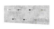 Rechteckige Wandgarderobe im Beton-Look mit mehreren schwarzen Haken, frontale Ansicht