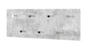 Rechteckige Wandgarderobe im Beton-Look mit mehreren schwarzen Haken, frontale Ansicht