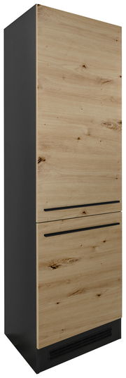 Kühlschrankumbau mit Holzfront, seitliche Perspektive