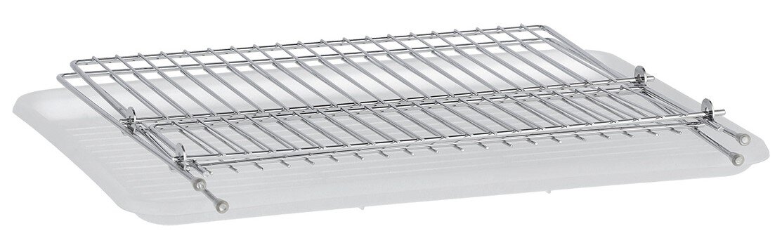 Geschirrabtropfständer aus Metall mit Gitterdesign, seitliche Perspektive